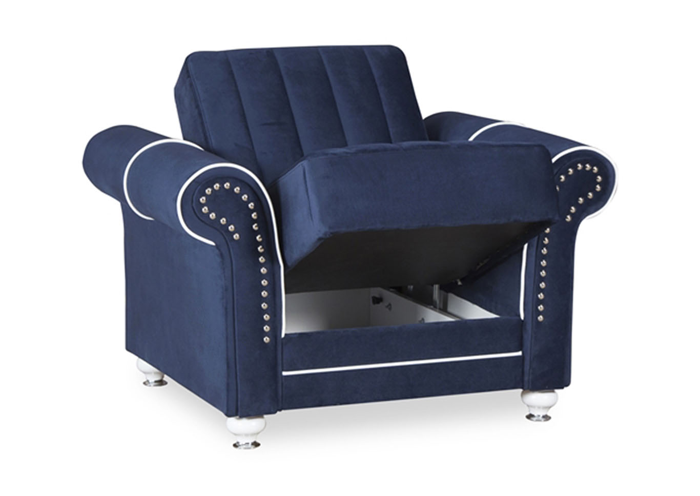 Royal Home Riva Dark Blue Microfiber Arm Chair,Ottomanson (Previously Casamode)